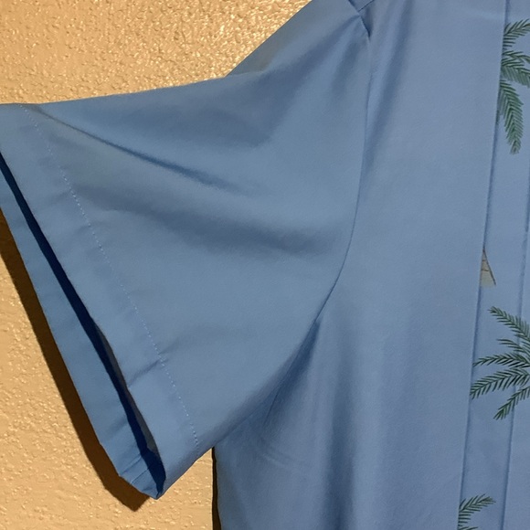 Hawaiian Shirts Mens 2XL Blue Short Sleeve Palm Trees Front Buttons Light Weight - Picture 4 of 11